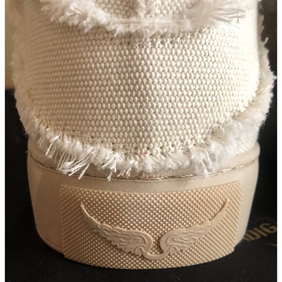 NIB ZADIG & VOLTAIRE Women's High Flash Distressed Canvas High Top Sneakers Size - Picture 6 of 14